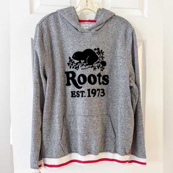 Roots Tops - Roots Cabin Knit Cotton Sweater/Hoodie in Gray